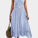 Luz Vestido A-Line con Tirantes y Dobladillo Rizado para un Look Elegante y Cómodo