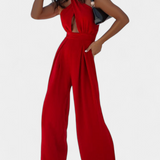 Jessica Mono Halter Cruzado sin Espalda con Pierna Ancha - Elegancia y Comodidad para Cualquier Ocasión