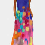 Enna Vestido Sin Mangas de Colores con Elegante Escote en V