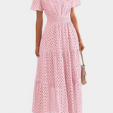 Elegante vestido maxi de encaje bordado Imani para ocasiones especiales