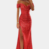 Ariel Vestido de Sirena con Lentejuelas y Diseño Off-Shoulder para Brillar en Cada Ocasión