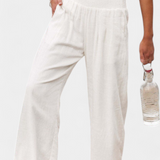 Lexia Pantalón de Algodón y Lino con Corte Fluido y Estilo Natural Elegante