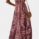 Elegante Vestido Vintage con Estampado Floral y Cintura Alta para un Look Sofisticado
