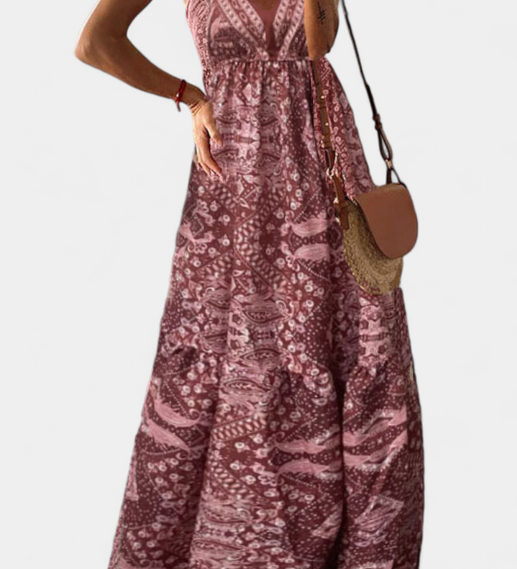 Elegante Vestido Vintage con Estampado Floral y Cintura Alta para un Look Sofisticado