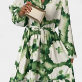 Elegante vestido maxi de manga larga con escote en V para ocasiones especiales