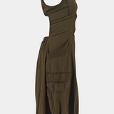 Vestido Midi Katana con Dobladillo de Burbujas y Corsé Ajustable para un Estilo Único