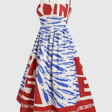 Vestido Vintage Maricela con Tirantes y Chic Estampado de Sardinas