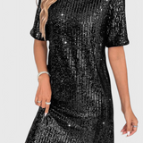 Vestido Mini Brillante Loreen con Corte Relajado para un Estilo Elegante y Confortable
