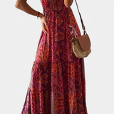 Elegante Vestido Vintage con Estampado Floral y Cintura Alta para un Look Sofisticado