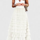 Elegante falda larga de tul con diseño vintage de Capucine