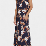 Elegante vestido maxi floral Lisa con escote halter y cinturilla elástica