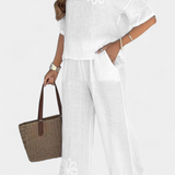 Conjunto de Lino Bordado Natalia con Silueta Relajada para un Estilo Cómodo y Chic