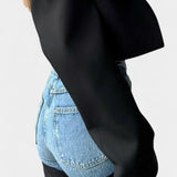 Jeans de tiro alto Mijie con detalles patchwork y corte recto para un estilo elegante y cómodo