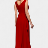 Vestido Largo Rocío con Elegante Drapeado Frontal y Escote Cruzado
