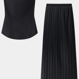 Conjunto de Dos Piezas Clarita con Diseño Plisado y Sin Tirantes para un Estilo Elegante