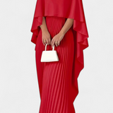 Jane Vestido Maxi de Cuello Alto con Pliegues y Mangas de Volante – Elegancia y Estilo para Cualquier Ocasión