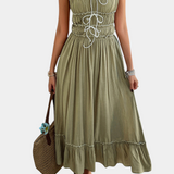 Luz Vestido A-Line con Tirantes y Dobladillo Rizado para un Look Elegante y Cómodo