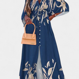 Vestido Maxi Joelle con Diseño Arcoíris, Escote en V y Manga Murciélago, Perfecto para Llevar con Estilo
