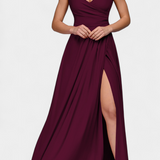 Vestido Largo Rocío con Elegante Drapeado Frontal y Escote Cruzado