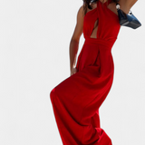 Jessica Mono Halter Cruzado sin Espalda con Pierna Ancha - Elegancia y Comodidad para Cualquier Ocasión