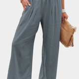 Lexia Pantalón de Algodón y Lino con Corte Fluido y Estilo Natural Elegante