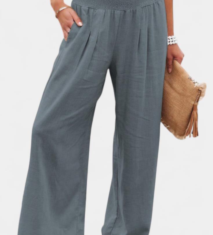 Lexia Pantalón de Algodón y Lino con Corte Fluido y Estilo Natural Elegante