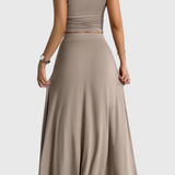 Set coordinato elegante con Top Corto Fruncido e Falda Fluida abbinata