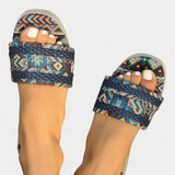 Dorotea Sandalias Planas con Doble Correa y Suela Trenzada de Estilo Étnico