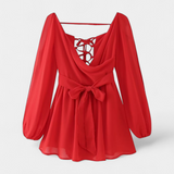 Skylar Vestido Mini con Escote en V Elegante y Mangas Ligeras para un Look Sofisticado