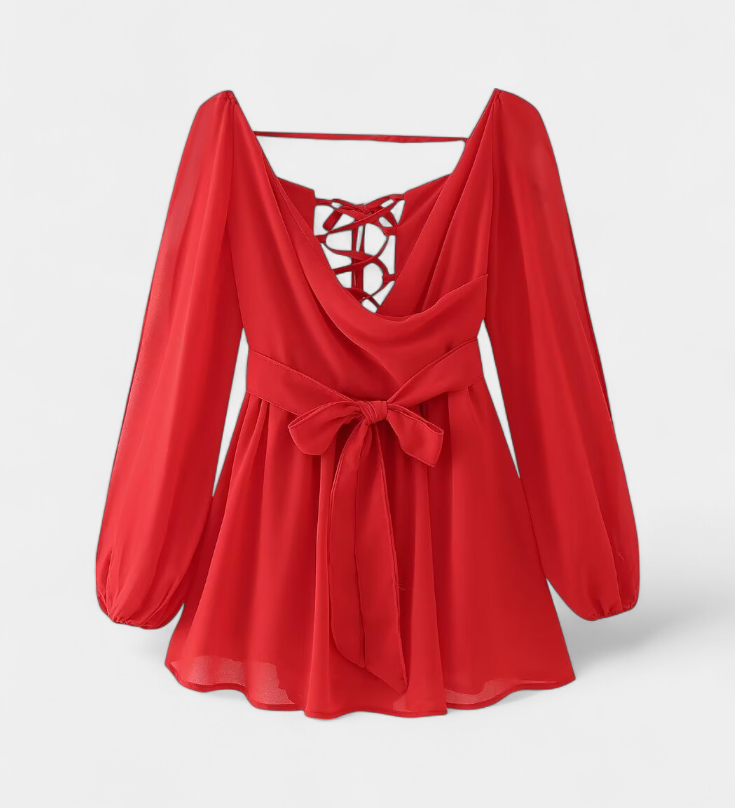 Skylar Vestido Mini con Escote en V Elegante y Mangas Ligeras para un Look Sofisticado