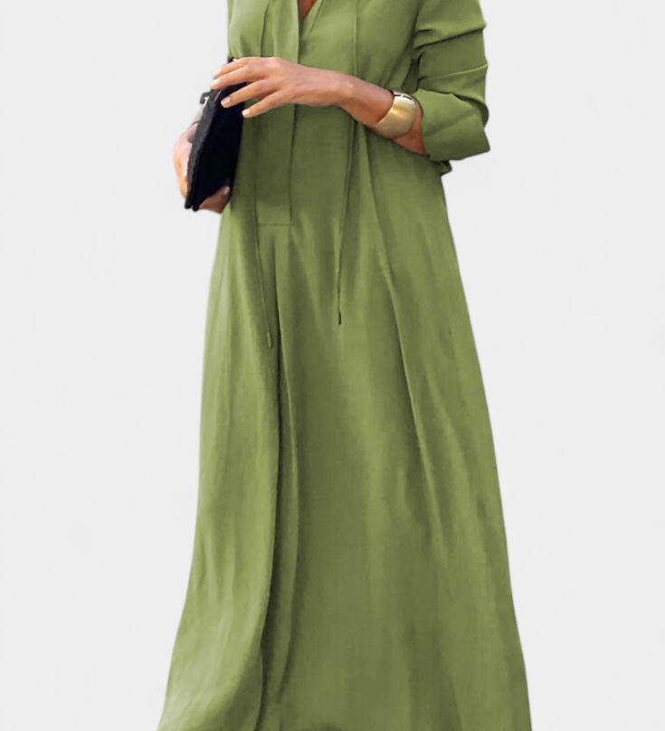 Verónica Elegante Vestido de Manga Largo y Escote en V para Múltiples Ocasiones