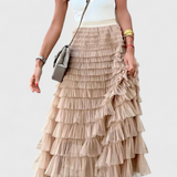 Elegante falda larga de tul con diseño vintage de Capucine