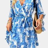 Besa Vestido Mini Floral Impreso con Silueta Elegante y Fluida