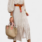 Antonia Vestido Midi Elegante con Cintura Ajustable y Detallados Botones