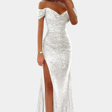 Ariel Vestido de Sirena con Lentejuelas y Diseño Off-Shoulder para Brillar en Cada Ocasión