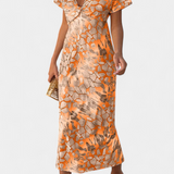 Triana Vestido Moderno con Estampado Abstracto y Elegante Escote en V