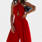 Jessica Mono Halter Cruzado sin Espalda con Pierna Ancha - Elegancia y Comodidad para Cualquier Ocasión