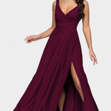 Vestido Largo Rocío con Elegante Drapeado Frontal y Escote Cruzado