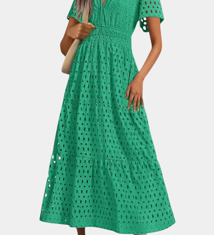 Elegante vestido maxi de encaje bordado Imani para ocasiones especiales