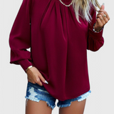 Dottie Blusa de Manga Larga con Encaje en el Cuello para un Toque Elegante