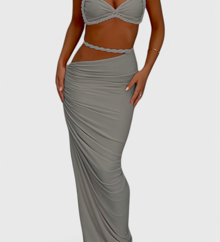 Elegante Conjunto de Falda Sin Espalda con Estilo Único