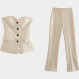 Conjunto Des Cuerpo sin Mangas y Piernas Anchas de Paesha para un Estilo Cómodo y Casual