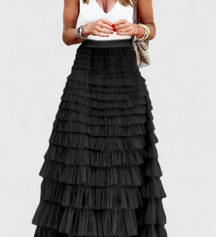 Elegante falda larga de tul con diseño vintage de Capucine