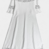 Vestido Casual de Lino Karol con Encaje y Cuello Barco – Elegancia y Comodidad para Toda Ocasión