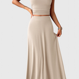 Set coordinato elegante con Top Corto Fruncido e Falda Fluida abbinata