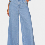 Conjunto de Denim Ludovica con Chaleco Ajustado y Pantalones de Pierna Ancha para un Estilo Moderno y Confortable