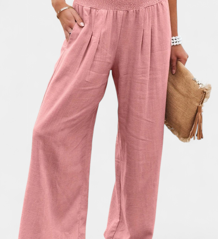 Lexia Pantalón de Algodón y Lino con Corte Fluido y Estilo Natural Elegante