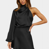 Mara Vestido Mini Drapado Asimétrico de Un Hombro para un Estilo Elegante