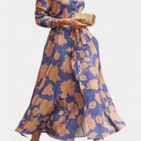 Vestido Midi de Botones con Cuello y Estampado Floral de Samaria