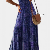 Elegante Vestido Vintage con Estampado Floral y Cintura Alta para un Look Sofisticado